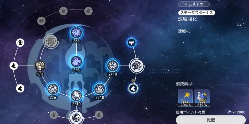 ヒアンシーの軌跡ステータスボーナス