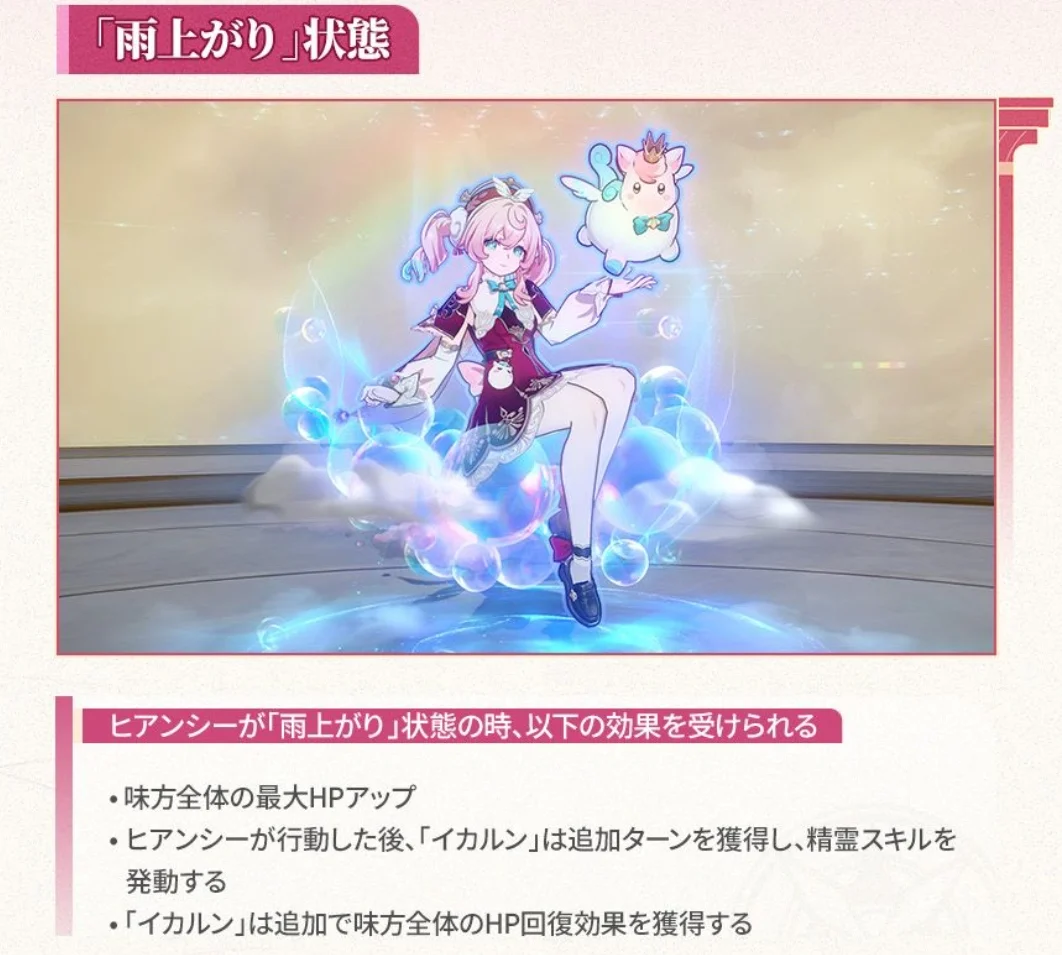 ヒアンシーの雨上がり状態